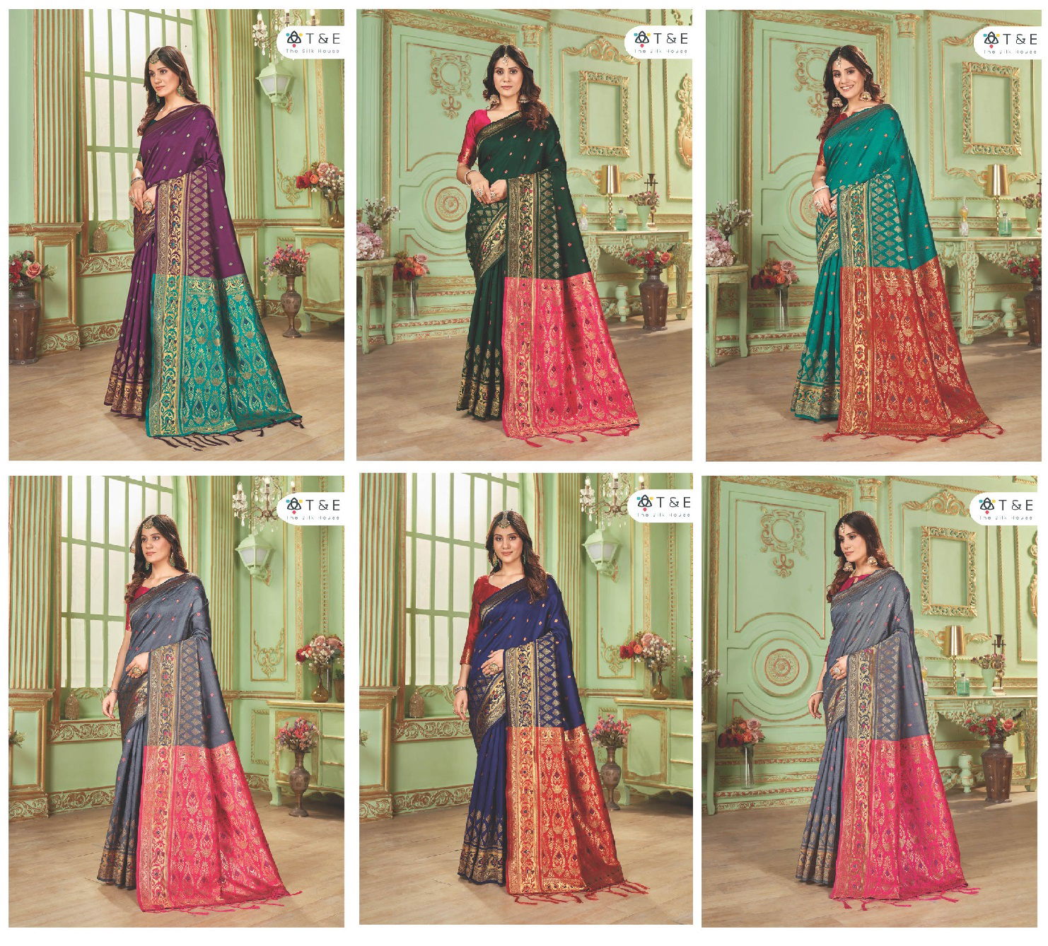 T And E Anika Silk Colors Party Wear Sarees Catalog